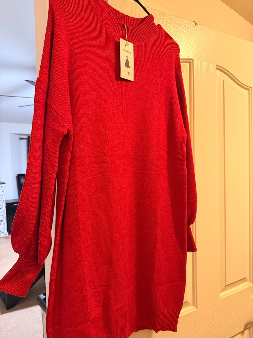 Zesica Bold Red Crew Neck Sweater